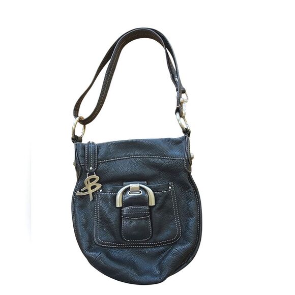Leather Bag Purse, B. Makowski, Black, Adjustable Strap - Picture 1 of 12